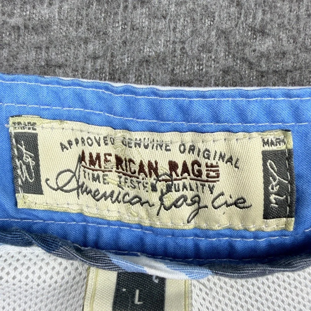 American Rag Men's L Large Blue‎ Plaid Cargo Board Shorts Swim Trunks